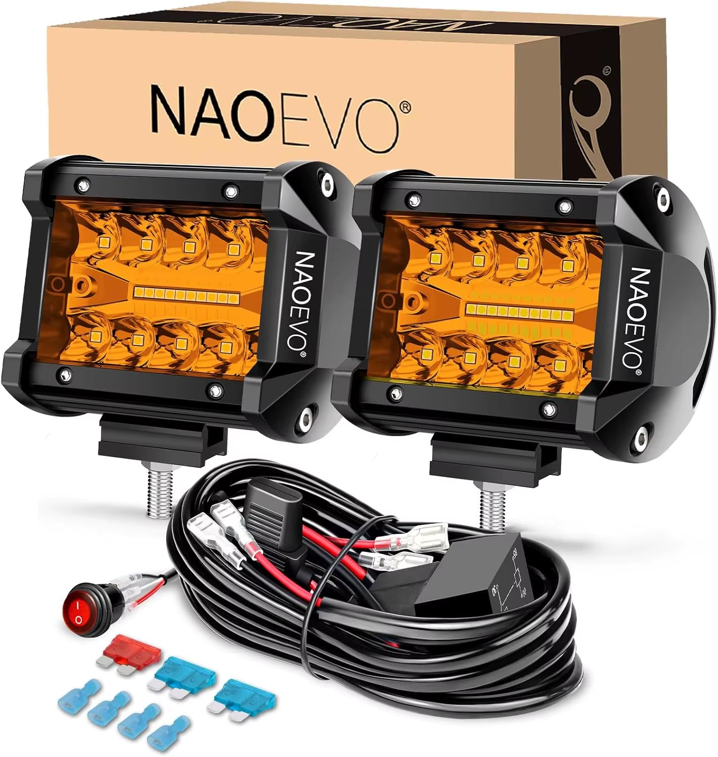 4 Inch 2Pcs LED Pod Lights Spot Flood Combo LED Fog Driving 4X4 off Road Lights Work Lights for Truck Boat ATV UTV Jeep