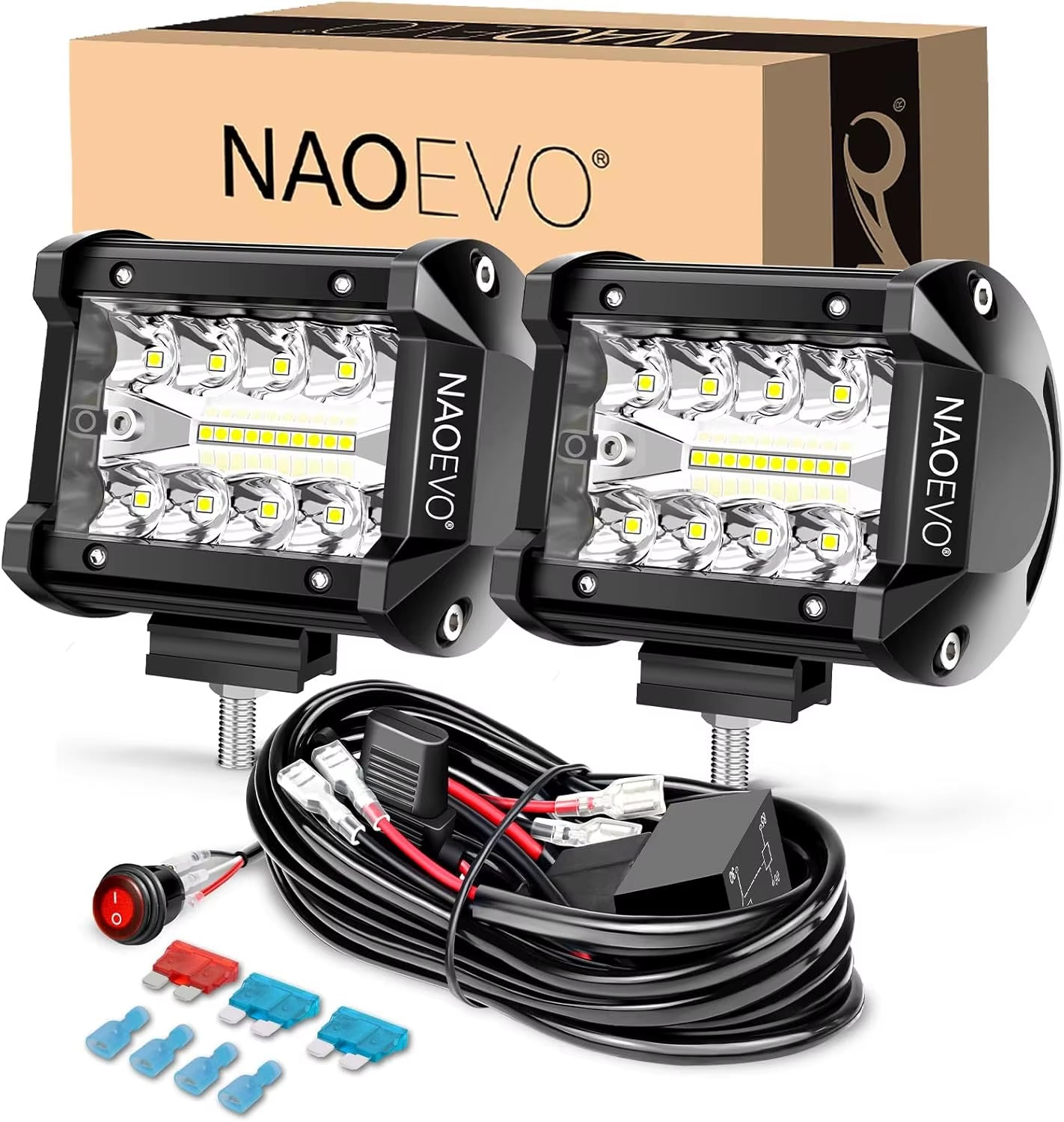 4 Inch 2Pcs LED Pod Lights Spot Flood Combo LED Fog Driving 4X4 off Road Lights Work Lights for Truck Boat ATV UTV Jeep